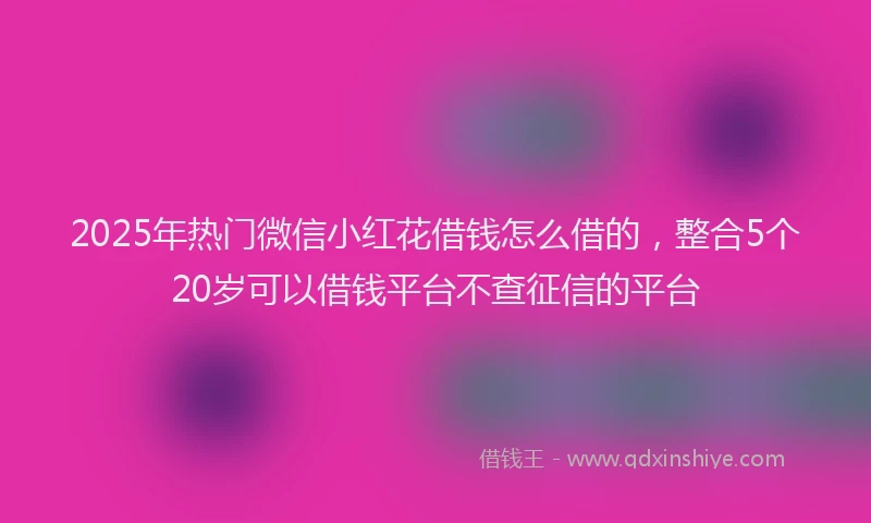 2025年热门微信小红花借钱怎么借的，整合5个20岁可以借钱平台不查征信的平台