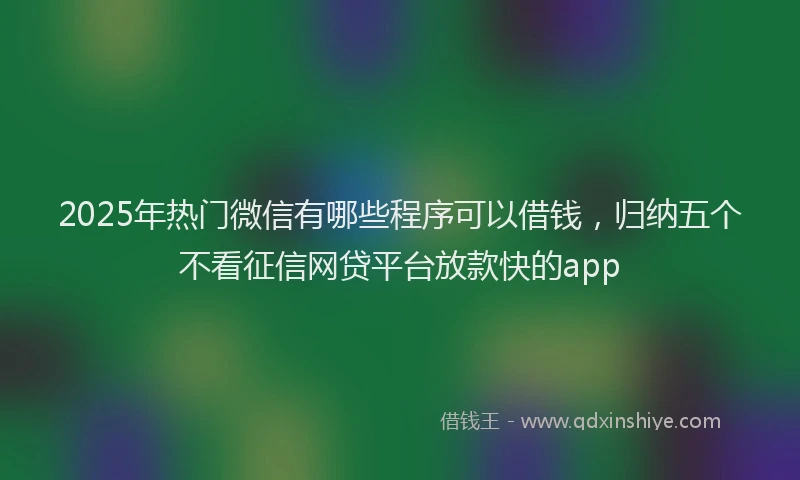 2025年热门微信有哪些程序可以借钱，归纳五个不看征信网贷平台放款快的app