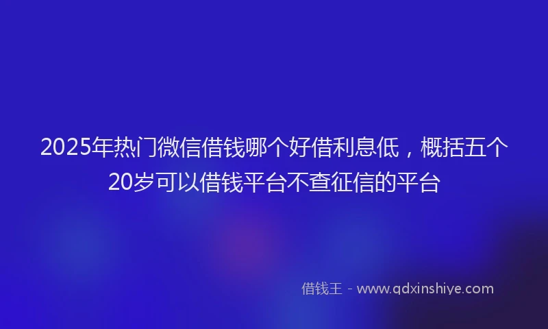 2025年热门微信借钱哪个好借利息低，概括五个20岁可以借钱平台不查征信的平台
