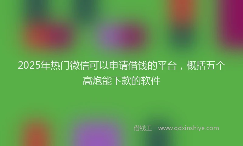 2025年热门微信可以申请借钱的平台，概括五个高炮能下款的软件