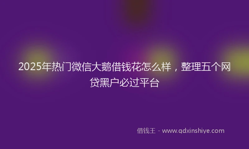2025年热门微信大鹅借钱花怎么样，整理五个网贷黑户必过平台