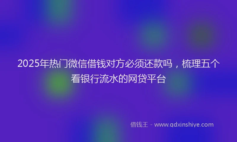 2025年热门微信借钱对方必须还款吗，梳理五个看银行流水的网贷平台