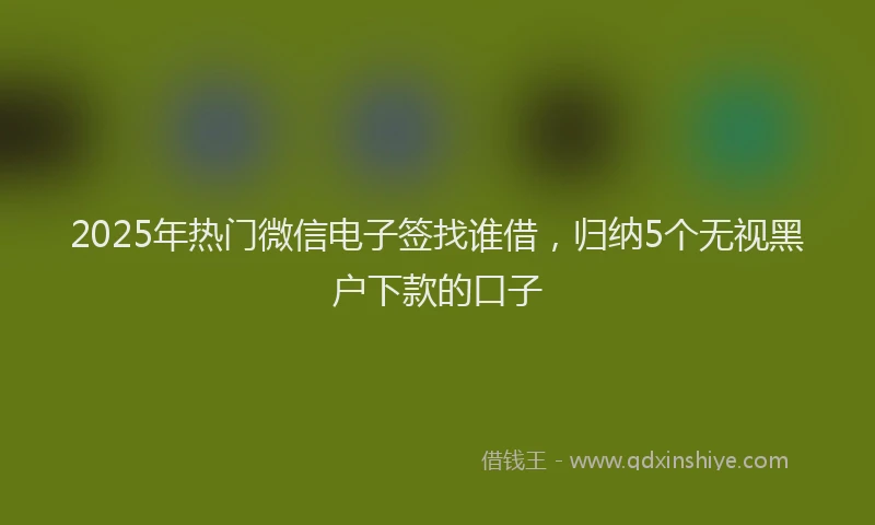 2025年热门微信电子签找谁借，归纳5个无视黑户下款的口子