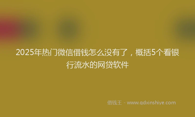 2025年热门微信借钱怎么没有了，概括5个看银行流水的网贷软件