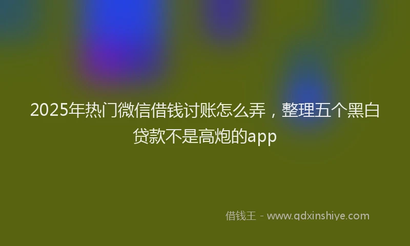 2025年热门微信借钱讨账怎么弄，整理五个黑白贷款不是高炮的app