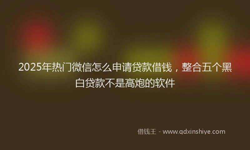 2025年热门微信怎么申请贷款借钱，整合五个黑白贷款不是高炮的软件