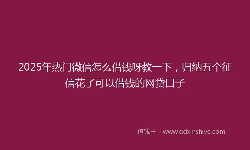 2025年热门微信怎么借钱呀教一下，归纳五个征信花了可以借钱的网贷口子
