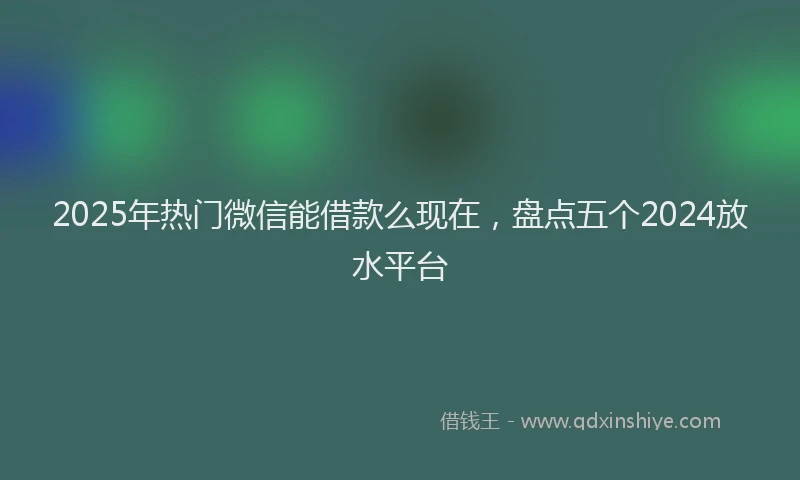 2025年热门微信能借款么现在，盘点五个2024放水平台
