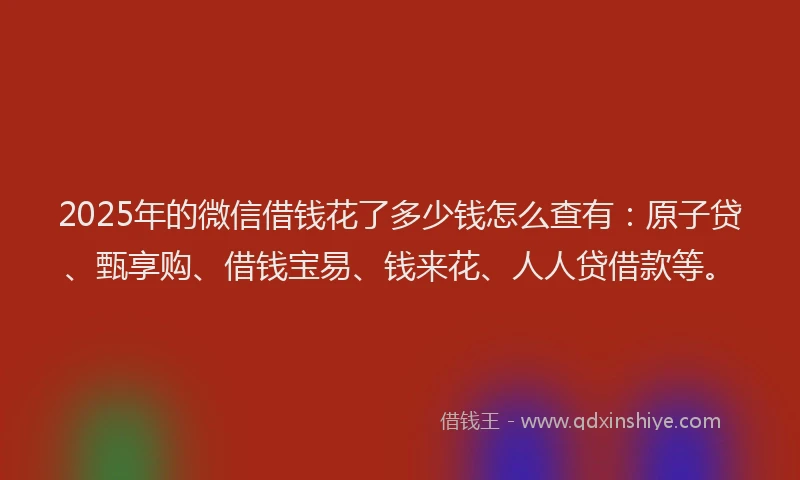 2025年的微信借钱花了多少钱怎么查有：原子贷、甄享购、借钱宝易、钱来花、人人贷借款等。