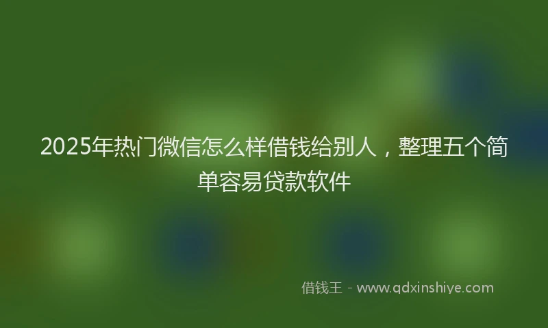 2025年热门微信怎么样借钱给别人，整理五个简单容易贷款软件