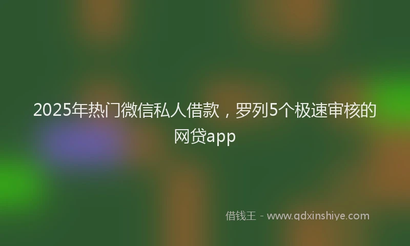 2025年热门微信私人借款，罗列5个极速审核的网贷app