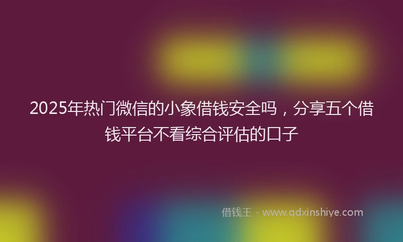 2025年热门微信的小象借钱安全吗，分享五个借钱平台不看综合评估的口子