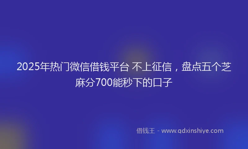 2025年热门微信借钱平台 不上征信，盘点五个芝麻分700能秒下的口子