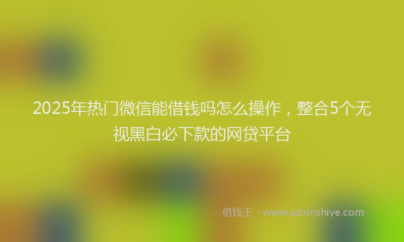 2025年热门微信能借钱吗怎么操作，整合5个无视黑白必下款的网贷平台