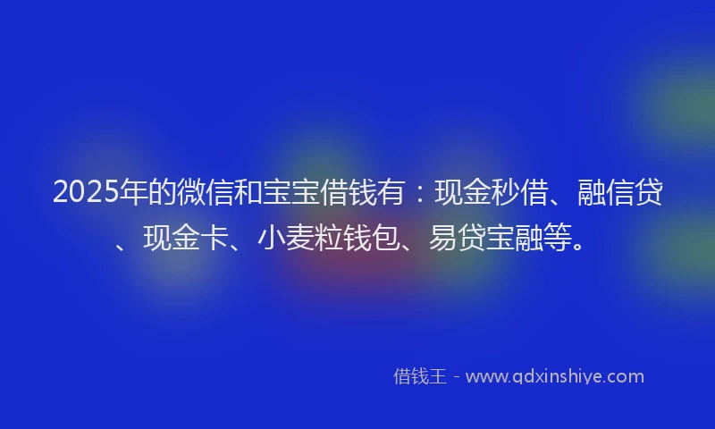 2025年的微信和宝宝借钱有：现金秒借、融信贷、现金卡、小麦粒钱包、易贷宝融等。