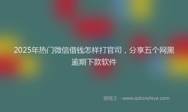 2025年热门微信借钱怎样打官司，分享五个网黑逾期下款软件
