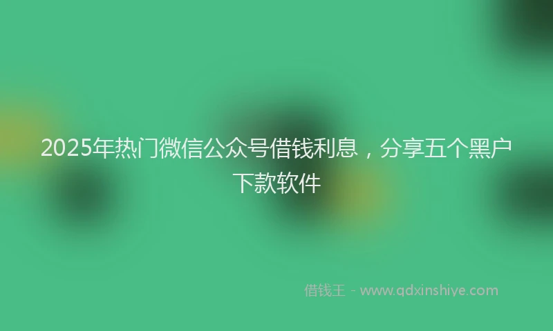2025年热门微信公众号借钱利息，分享五个黑户下款软件