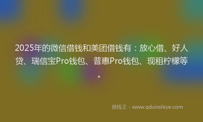 2025年的微信借钱和美团借钱有：放心借、好人贷、瑞信宝Pro钱包、普惠Pro钱包、现租柠檬等。