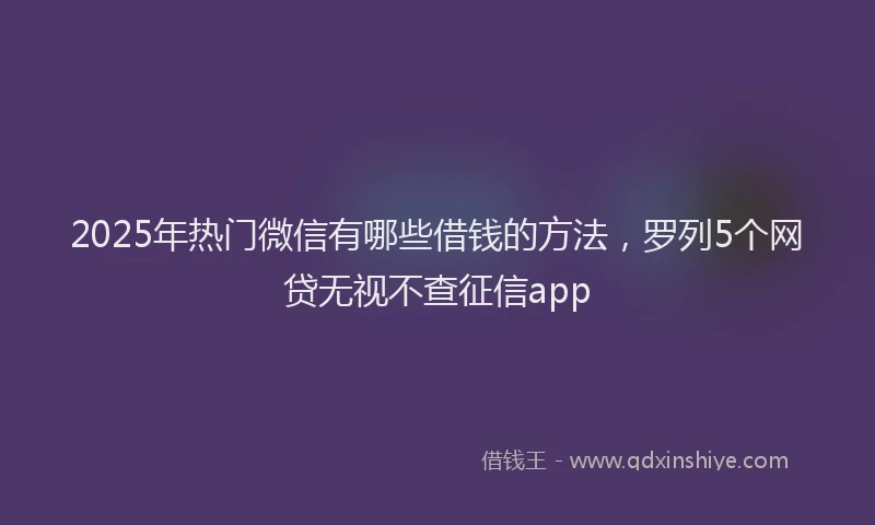2025年热门微信有哪些借钱的方法，罗列5个网贷无视不查征信app