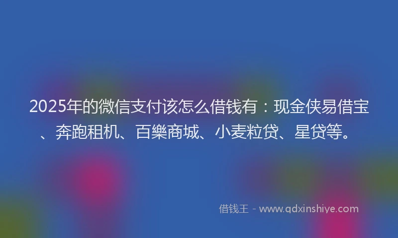 2025年的微信支付该怎么借钱有：现金侠易借宝、奔跑租机、百樂商城、小麦粒贷、星贷等。