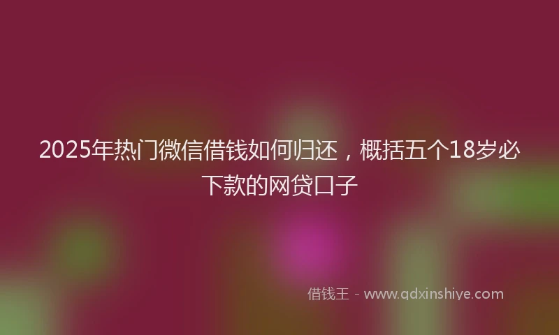 2025年热门微信借钱如何归还，概括五个18岁必下款的网贷口子