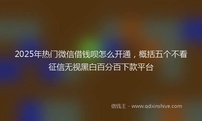 2025年热门微信借钱呗怎么开通，概括五个不看征信无视黑白百分百下款平台