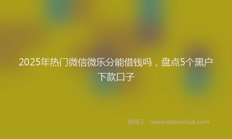 2025年热门微信微乐分能借钱吗，盘点5个黑户下款口子