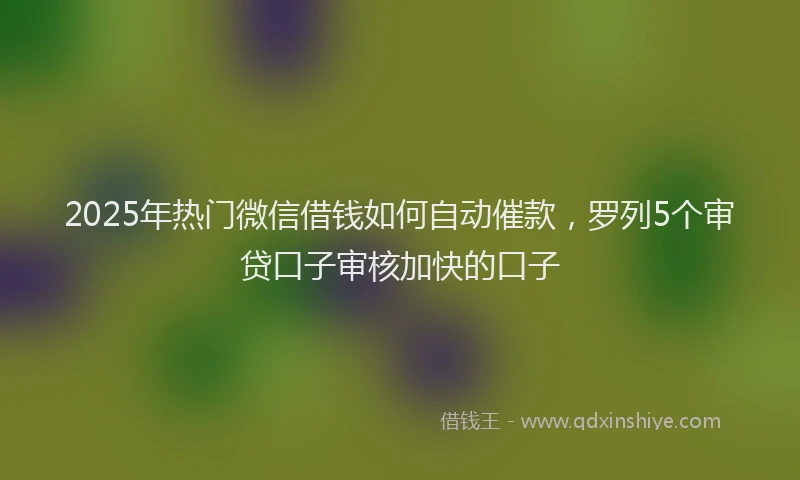 2025年热门微信借钱如何自动催款，罗列5个审贷口子审核加快的口子
