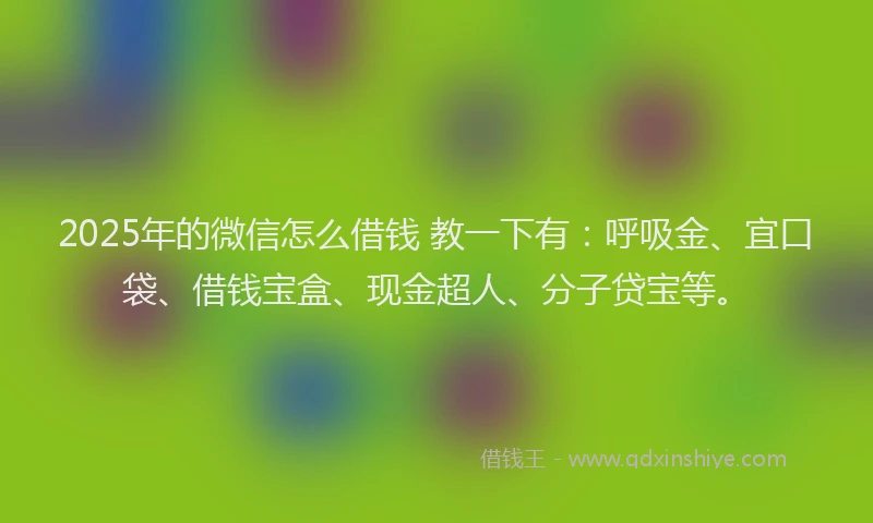 2025年的微信怎么借钱 教一下有：呼吸金、宜口袋、借钱宝盒、现金超人、分子贷宝等。