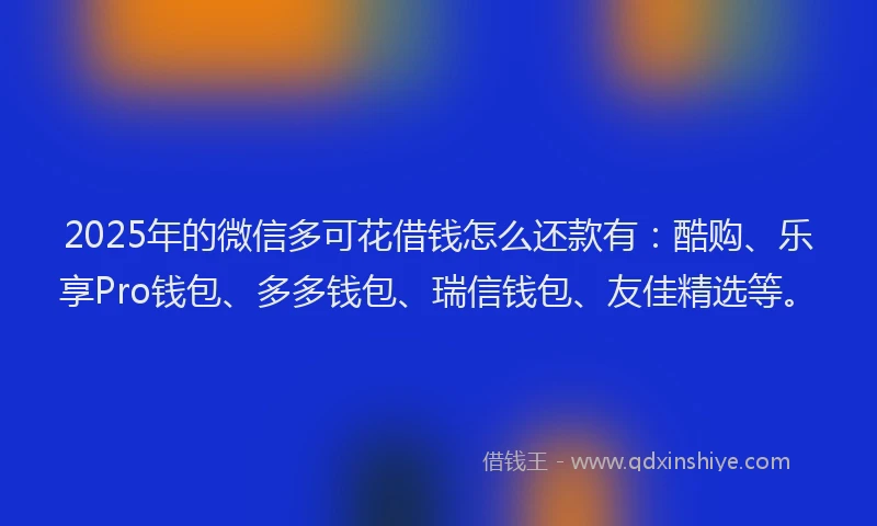 2025年的微信多可花借钱怎么还款有：酷购、乐享Pro钱包、多多钱包、瑞信钱包、友佳精选等。