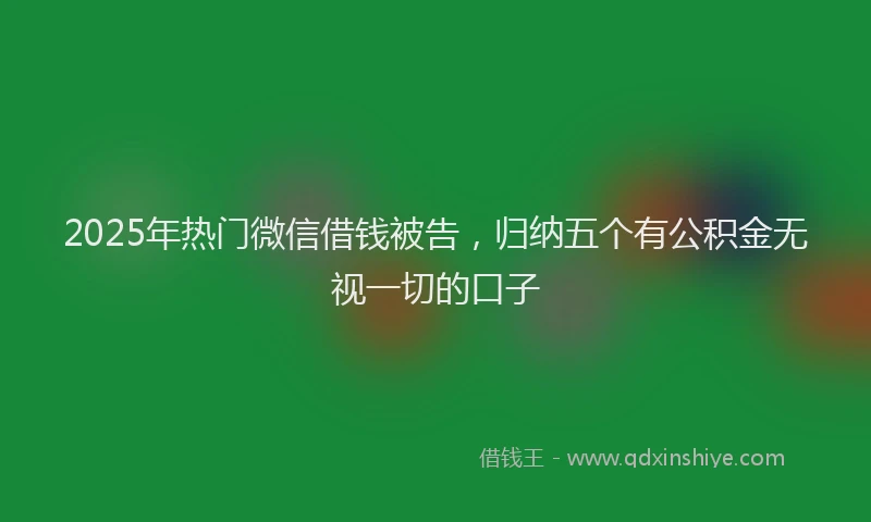 2025年热门微信借钱被告，归纳五个有公积金无视一切的口子