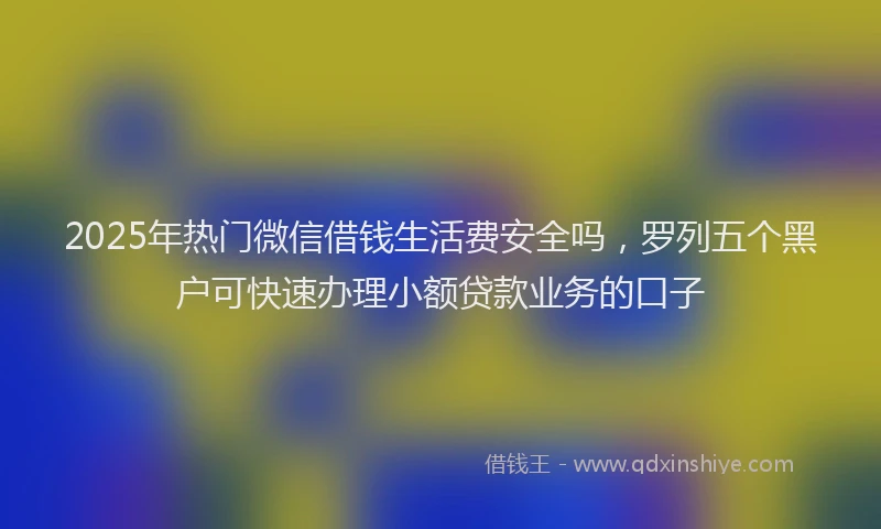 2025年热门微信借钱生活费安全吗，罗列五个黑户可快速办理小额贷款业务的口子