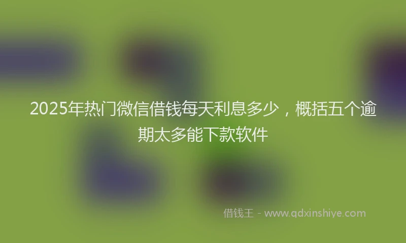 2025年热门微信借钱每天利息多少，概括五个逾期太多能下款软件