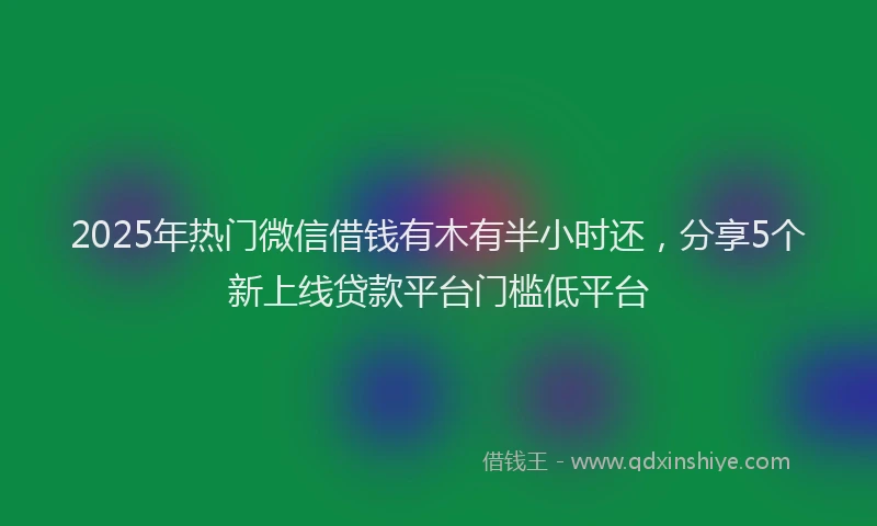 2025年热门微信借钱有木有半小时还，分享5个新上线贷款平台门槛低平台
