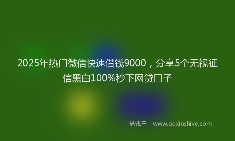 2025年热门微信快速借钱9000，分享5个无视征信黑白100%秒下网贷口子