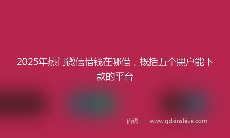 2025年热门微信借钱在哪借，概括五个黑户能下款的平台