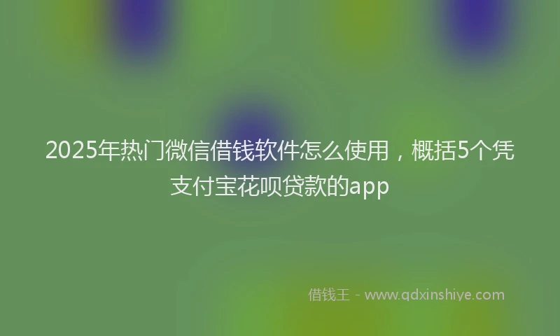 2025年热门微信借钱软件怎么使用，概括5个凭支付宝花呗贷款的app