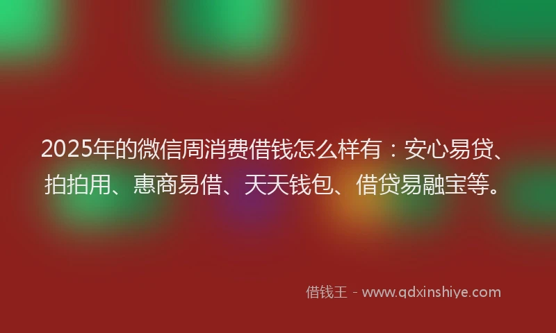 2025年的微信周消费借钱怎么样有：安心易贷、拍拍用、惠商易借、天天钱包、借贷易融宝等。