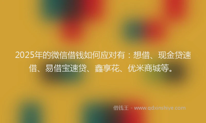 2025年的微信借钱如何应对有：想借、现金贷速借、易借宝速贷、鑫享花、优米商城等。