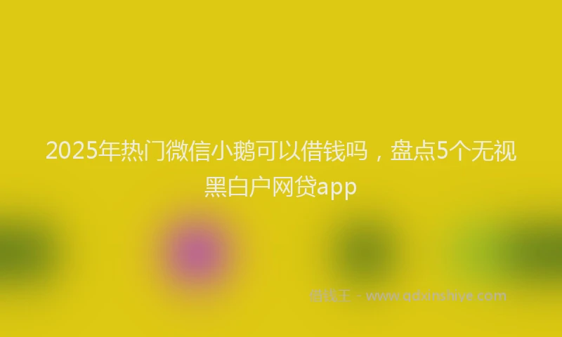 2025年热门微信小鹅可以借钱吗，盘点5个无视黑白户网贷app