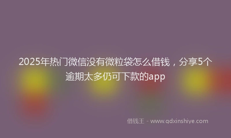 2025年热门微信没有微粒袋怎么借钱，分享5个逾期太多仍可下款的app