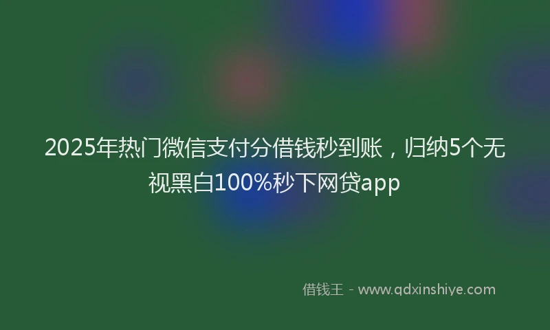 2025年热门微信支付分借钱秒到账，归纳5个无视黑白100%秒下网贷app