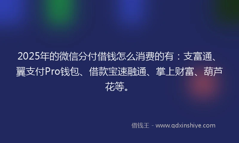 2025年的微信分付借钱怎么消费的有：支富通、翼支付Pro钱包、借款宝速融通、掌上财富、葫芦花等。