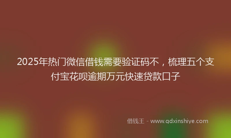 2025年热门微信借钱需要验证码不，梳理五个支付宝花呗逾期万元快速贷款口子