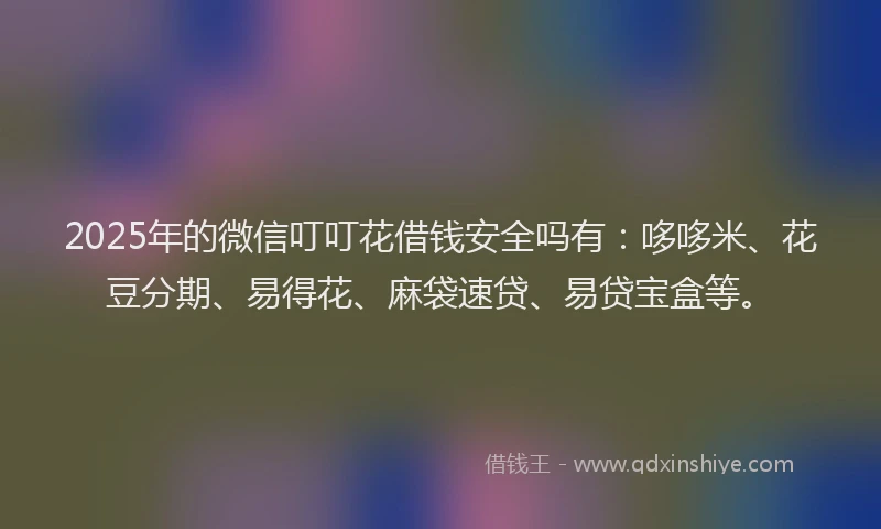 2025年的微信叮叮花借钱安全吗有：哆哆米、花豆分期、易得花、麻袋速贷、易贷宝盒等。
