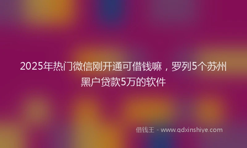2025年热门微信刚开通可借钱嘛，罗列5个苏州黑户贷款5万的软件