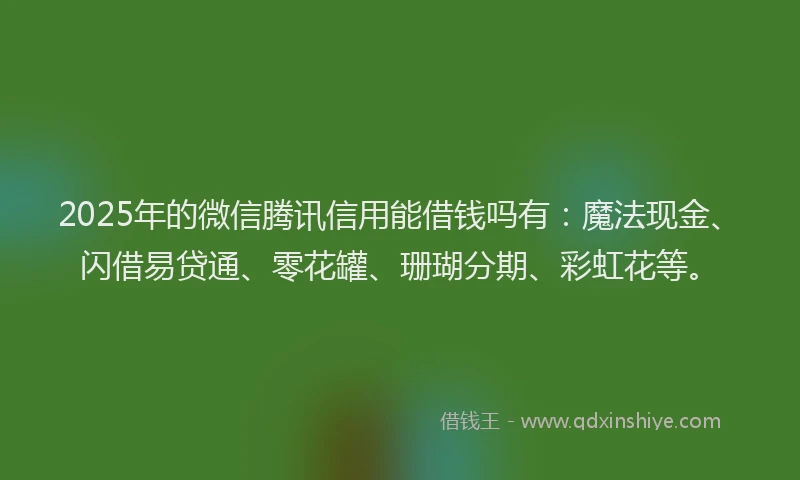 2025年的微信腾讯信用能借钱吗有：魔法现金、闪借易贷通、零花罐、珊瑚分期、彩虹花等。