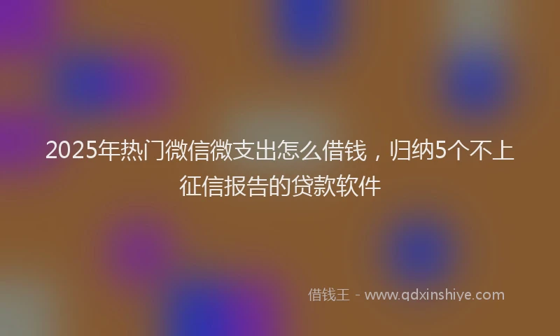 2025年热门微信微支出怎么借钱，归纳5个不上征信报告的贷款软件