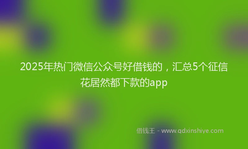 2025年热门微信公众号好借钱的，汇总5个征信花居然都下款的app