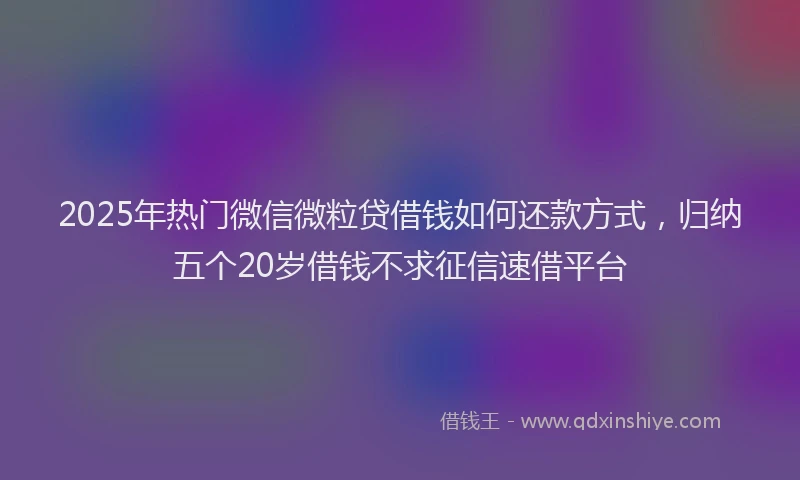 2025年热门微信微粒贷借钱如何还款方式，归纳五个20岁借钱不求征信速借平台